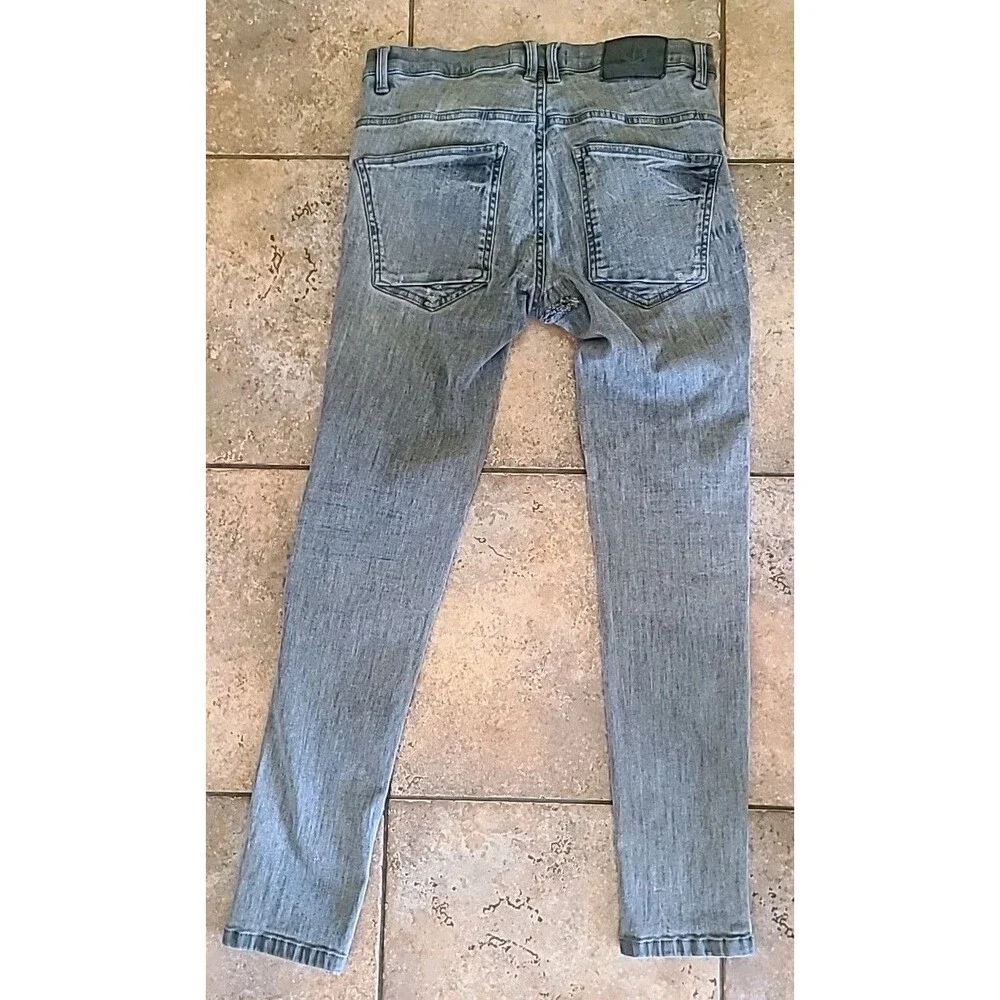Zara Man ZMDC Skinny Jeans Gray Denim Mens Sz 31 Distressed - Picture 8 of 8